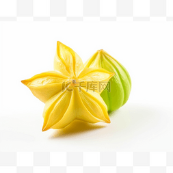 白色背景中分离的杨桃和黄色水果
