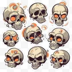 头骨剪贴画 头骨集用橙色的眼睛