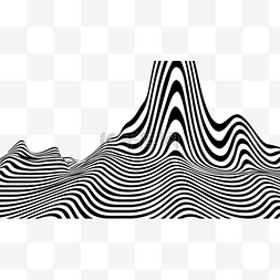 波纹3d视错觉横图黑白立体曲线