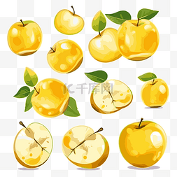 黄色苹果剪贴画金金苹果成熟的水