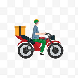 绿色快递员卡通图片_外卖员电动车送餐小哥摩托车