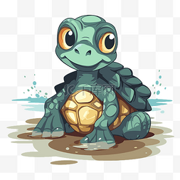 動作片图片_乌龟剪贴画卡通可爱乌龟在水中 
