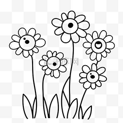 黑白素描花卉图片_夏天的花朵着色页雏菊树着色页大