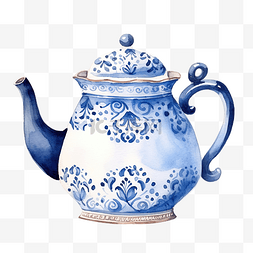 水彩茶壶剪贴画