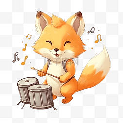 狐狸演奏音乐可爱动物演奏铙钹乐