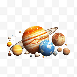 宇宙和地球图片_我们太阳系行星的 3D 插图太空探