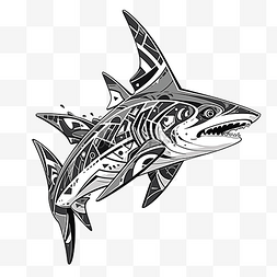 部落纹身风格的黑鲨
