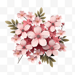 花朵背景粉色图片_美丽的花朵和叶子的 3d 顶视图