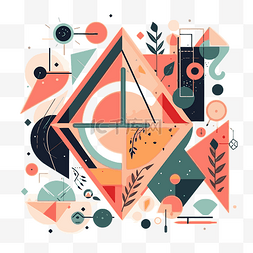 几何剪贴画现代海报设计以几何形