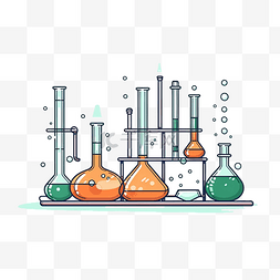 化学实验和试管插图以最小的风格