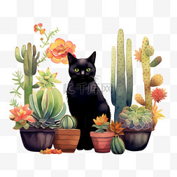 纹理黑色猫咪元素立体免抠图案