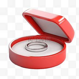 3d 渲染红色戒指盒，里面有一个戒