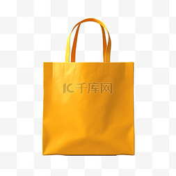 手提包样机图片_黄色购物布袋与反射地板隔离用于