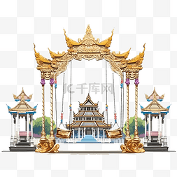 泰国的建筑图片_巨型秋千元素 Sao ching Cha 前视图套