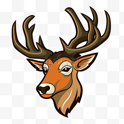 鹿头卡通图片_白色背景上的鹿头卡通的巴克头剪