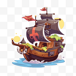 卡通海盜船插畫 向量