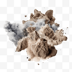 爆炸迸溅图片_岩石和石头的爆炸与灰尘隔离