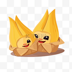 纸袋里的两个可爱香蕉的玉米粉蒸