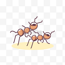 蚂蚁设计图片_地面上的蚂蚁彼此进行矢量插画设