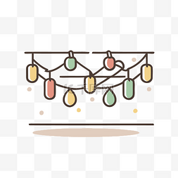 灯串背景图片_圣诞灯串线性图标平面设计 向量