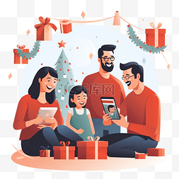 圣诞节期间，家人在视频通话中交