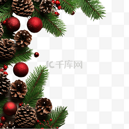 符边框符图片_绿色枞树和带锥体边框的红色圣诞
