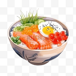 水彩日本料理 uni 三文鱼饭碗和三