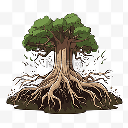 树根剪贴画 卡通树与根 向量