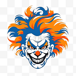 小丑脸橙色蓝色头发微笑轮廓