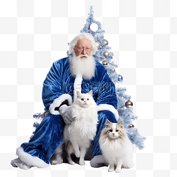 雪图片_圣诞树附近穿着蓝色毛皮大衣的美