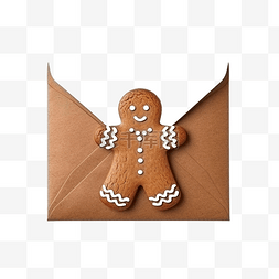信封糖果图片_木制纸信封中的传统自制圣诞姜饼