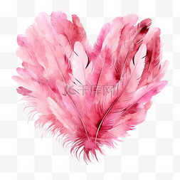 美丽的心由水彩粉色羽毛制成
