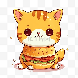 可爱的猫汉堡卡通插画