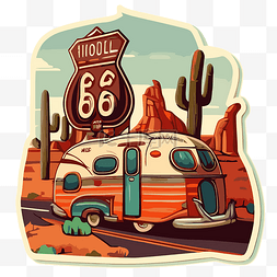 沙漠公路图片_66 号汽车旅馆贴纸沙漠剪贴画中的