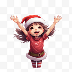 自信的面部表情图片_庆祝圣诞节的小女孩用手臂做规模