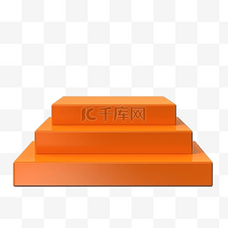 程式化 3d 橙色讲台与方形背景