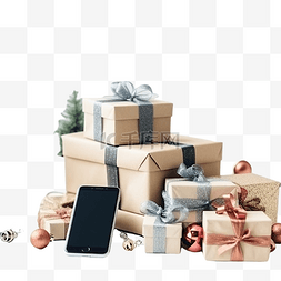 400电话图片_圣诞节网上购物概念