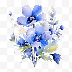 三叶草地图片_水彩蓝色春天的花朵