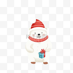 可爱的北极熊在圣诞冬季主题无缝
