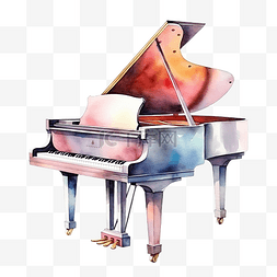 水彩钢琴乐器