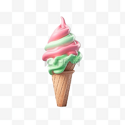 冰淇淋 3D 插图渲染