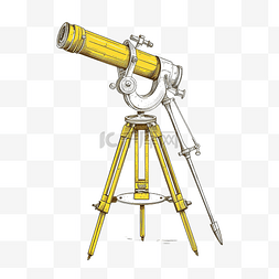 黄色望远镜粉笔线条艺术