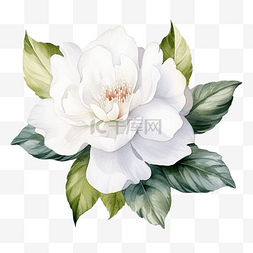 情人节植物装饰图片_装饰元素的白色山茶花水彩风格