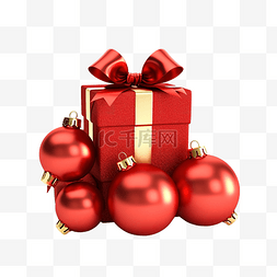 红色圣诞快乐3d PNG图像