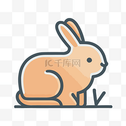 小兔子坐在草图标上 向量