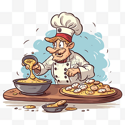 卡通正在做饭图片_煮熟的剪贴画卡通厨师穿着白色的