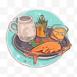 早餐食品插图与杯子剪贴画的图像