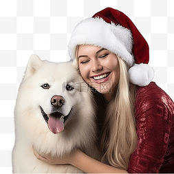 哈萨克美女图片_戴着圣诞帽的快乐金发女孩和圣诞