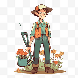 园丁剪贴画卡通插图一个农民站在