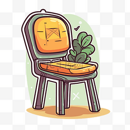卡通教室图片_里面有植物的椅子剪贴画 向量